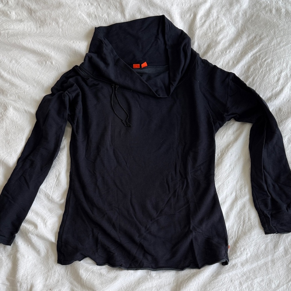 Hugo Boss Navy Long Sleeve Top with zipper detail